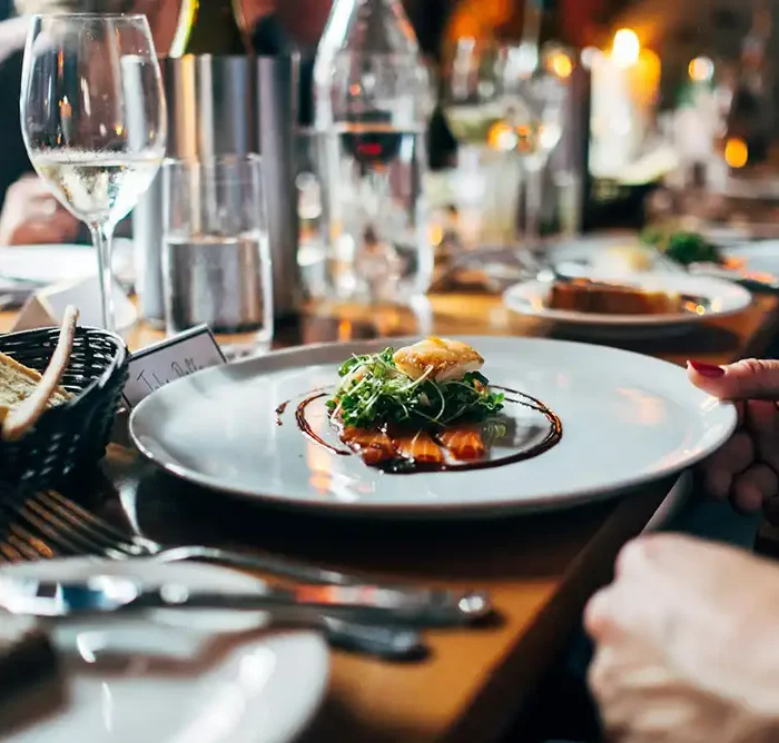 An elegant entree served at a restaurant.
